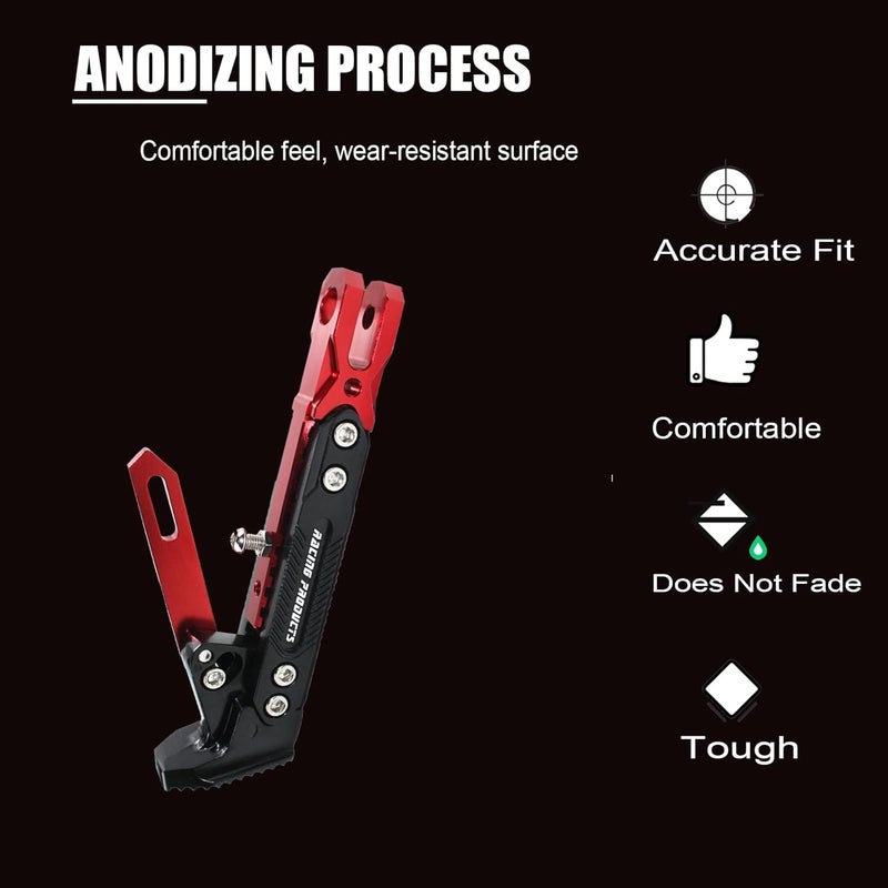 GWH Motorcycle Universal Kickstand Adjustable Modified CNC Aluminum Alloy Adjustable Tripod Holder Kickstand Foot Side Support Stand Motor Scooter Motorbike Motocross Electric Dit Pit Bike （Red) (Red) - Image 4